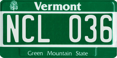 VT license plate NCL036