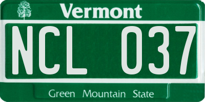 VT license plate NCL037