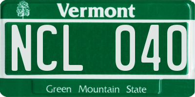 VT license plate NCL040