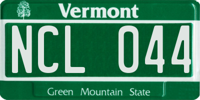 VT license plate NCL044