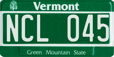 VT license plate NCL045