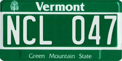 VT license plate NCL047