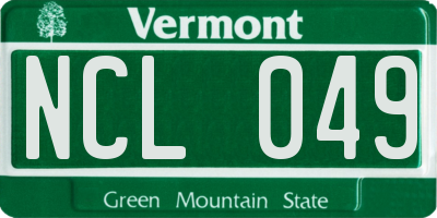 VT license plate NCL049