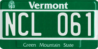 VT license plate NCL061
