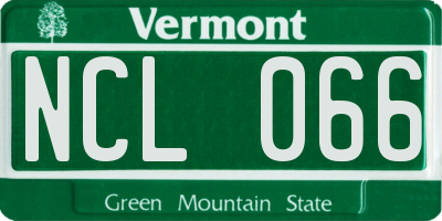 VT license plate NCL066
