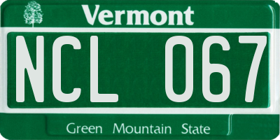 VT license plate NCL067