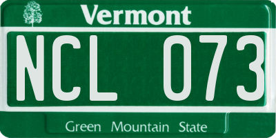 VT license plate NCL073