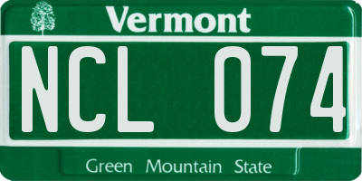 VT license plate NCL074