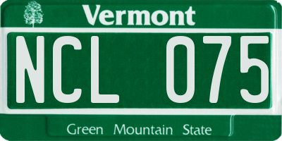 VT license plate NCL075
