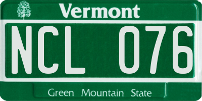 VT license plate NCL076