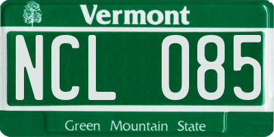 VT license plate NCL085