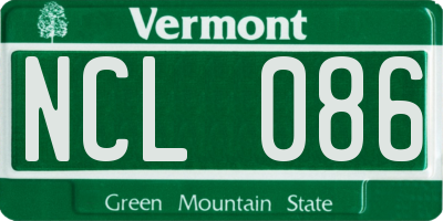 VT license plate NCL086