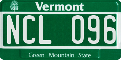 VT license plate NCL096