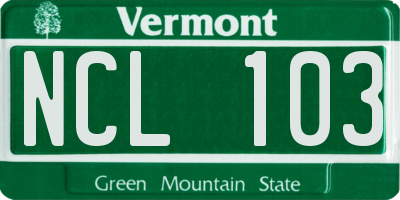 VT license plate NCL103