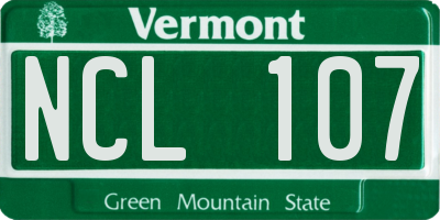 VT license plate NCL107