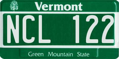 VT license plate NCL122