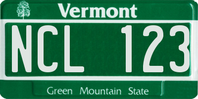 VT license plate NCL123