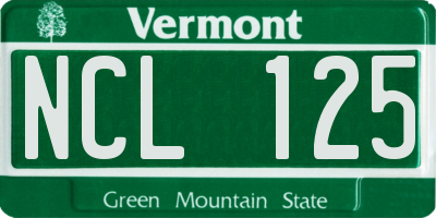 VT license plate NCL125