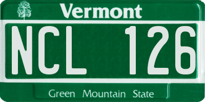 VT license plate NCL126