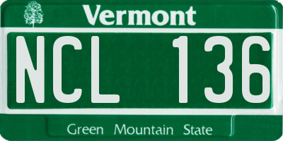 VT license plate NCL136