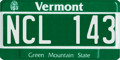 VT license plate NCL143