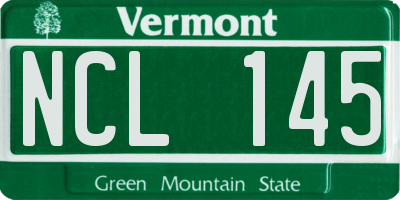 VT license plate NCL145