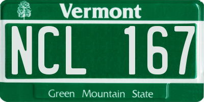 VT license plate NCL167