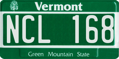 VT license plate NCL168