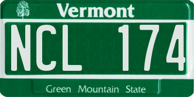 VT license plate NCL174