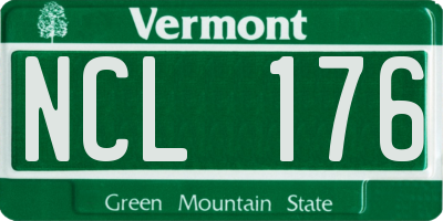 VT license plate NCL176