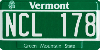 VT license plate NCL178