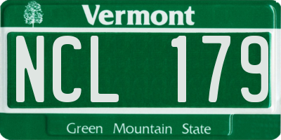 VT license plate NCL179