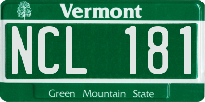 VT license plate NCL181