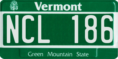 VT license plate NCL186