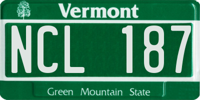 VT license plate NCL187