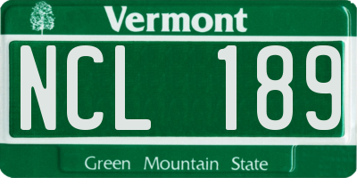 VT license plate NCL189