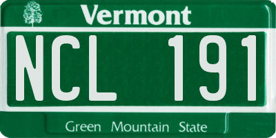 VT license plate NCL191