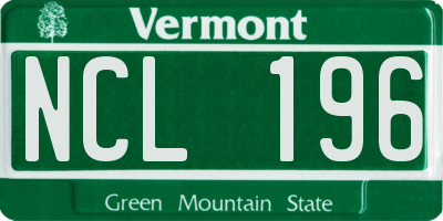 VT license plate NCL196