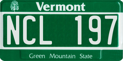 VT license plate NCL197