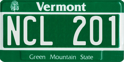 VT license plate NCL201
