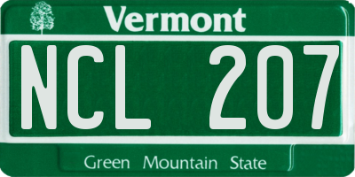 VT license plate NCL207