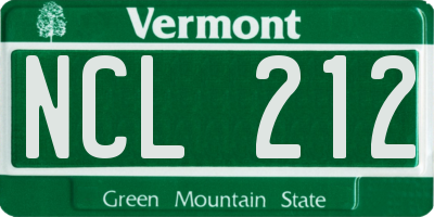 VT license plate NCL212
