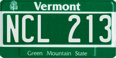 VT license plate NCL213