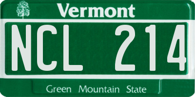 VT license plate NCL214