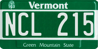 VT license plate NCL215