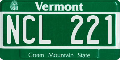 VT license plate NCL221