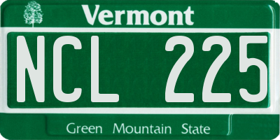 VT license plate NCL225