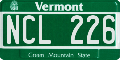 VT license plate NCL226