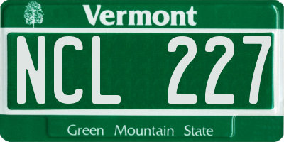 VT license plate NCL227