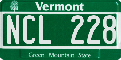 VT license plate NCL228